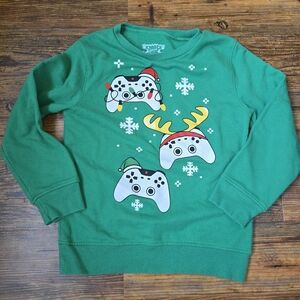 Kids Small Christmas Sweatshirt - Gamer Themed, Snowflakes